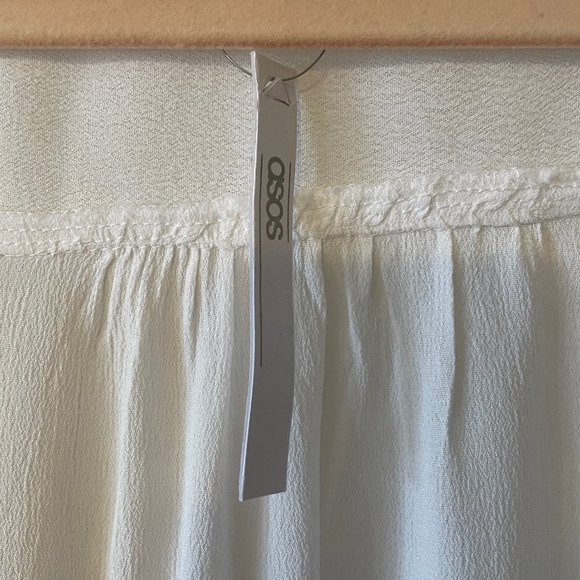 🔥 asos | White Crepe Chiffon Surplice Peasant Blouse Sz 14 NWT - Picture 8 of 11